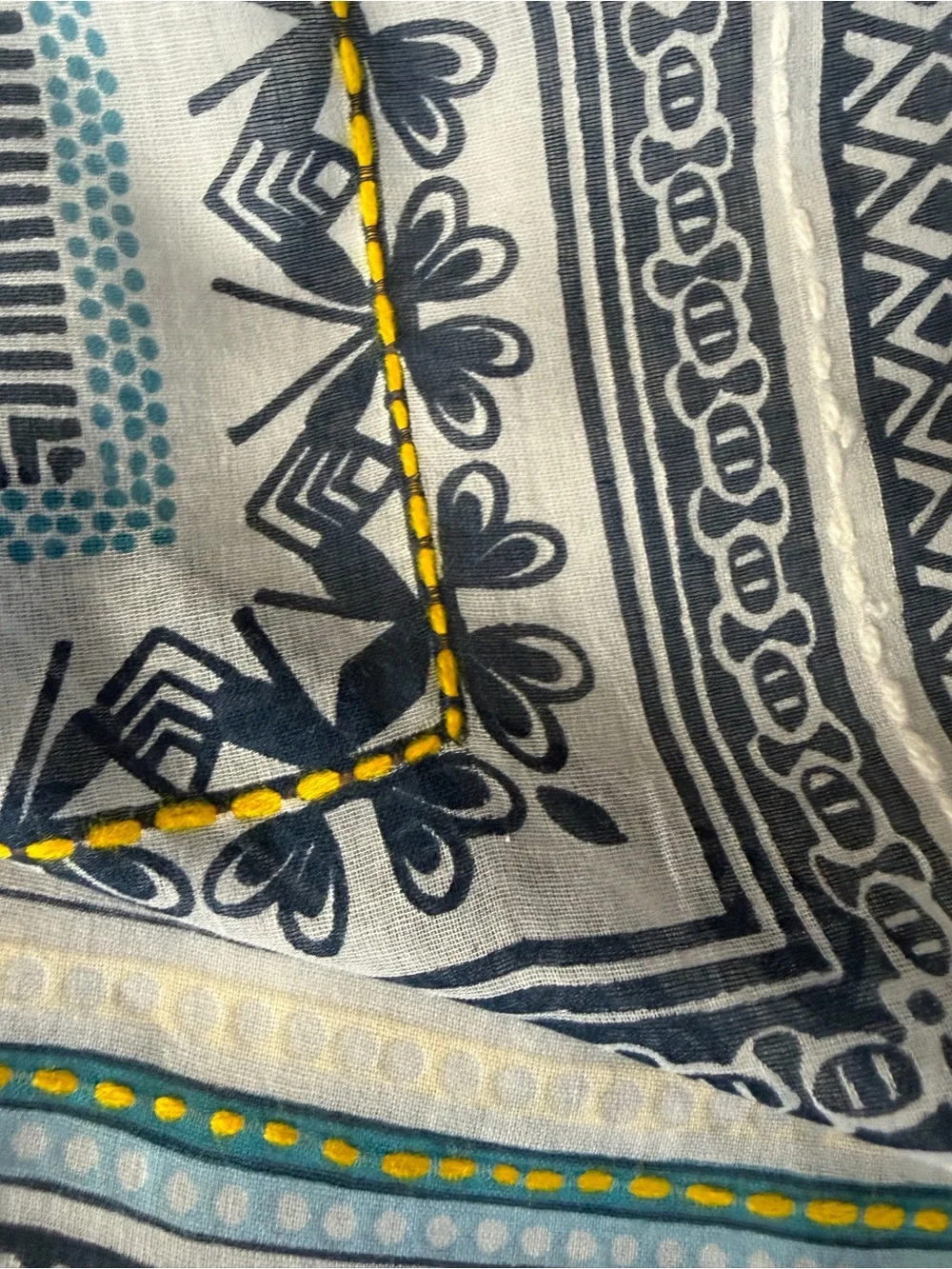 NWT Aratta Silent Journey Mulitcolor Cotton Scarf With Patterns and Embroidery